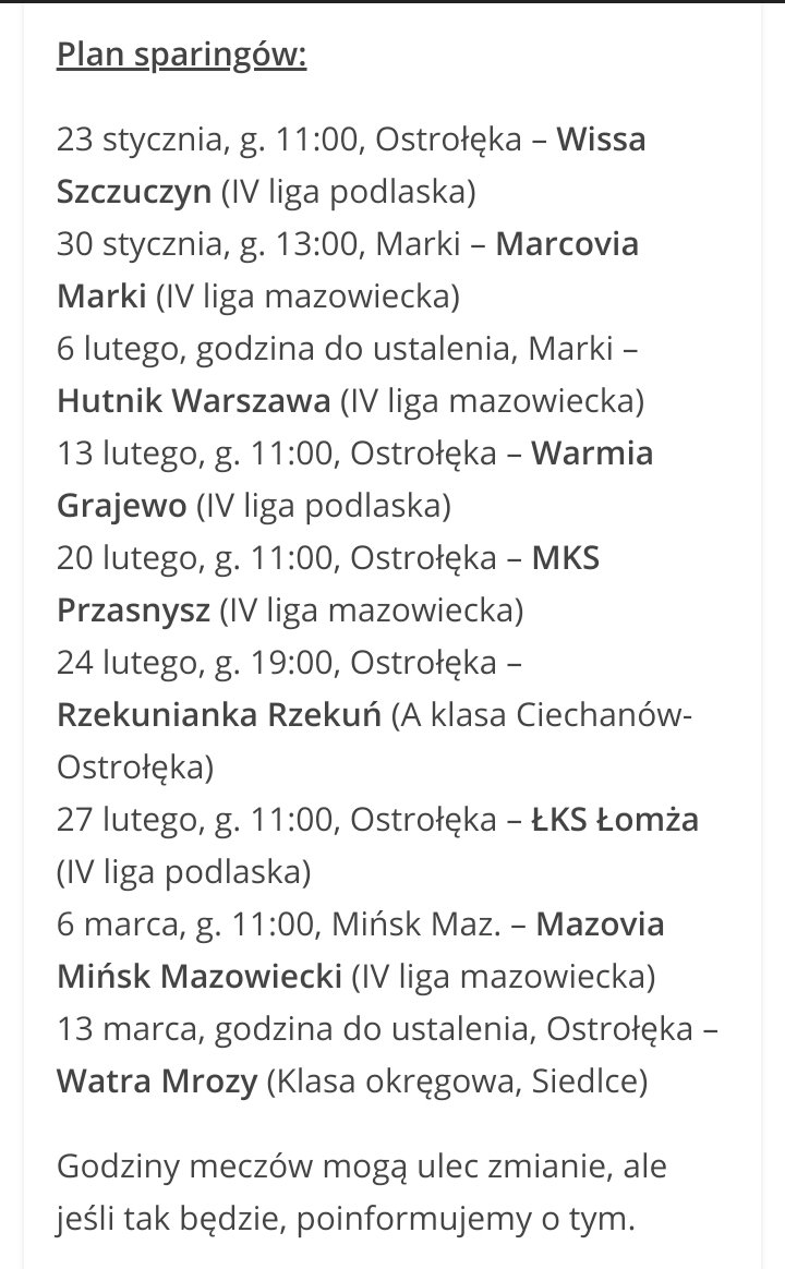 MZKSNarew1962's tweet photo. Przedstawiamy plan przygotowań i sparingów. ⚽🥅

Więcej informacji znajdziecie na naszej stronie internetowej. 

https://t.co/27N1ywduSj🔵🔴

#budujznamisilnanarew #narewostroleka #ostroleka #sport https://t.co/jQuhcB9c78