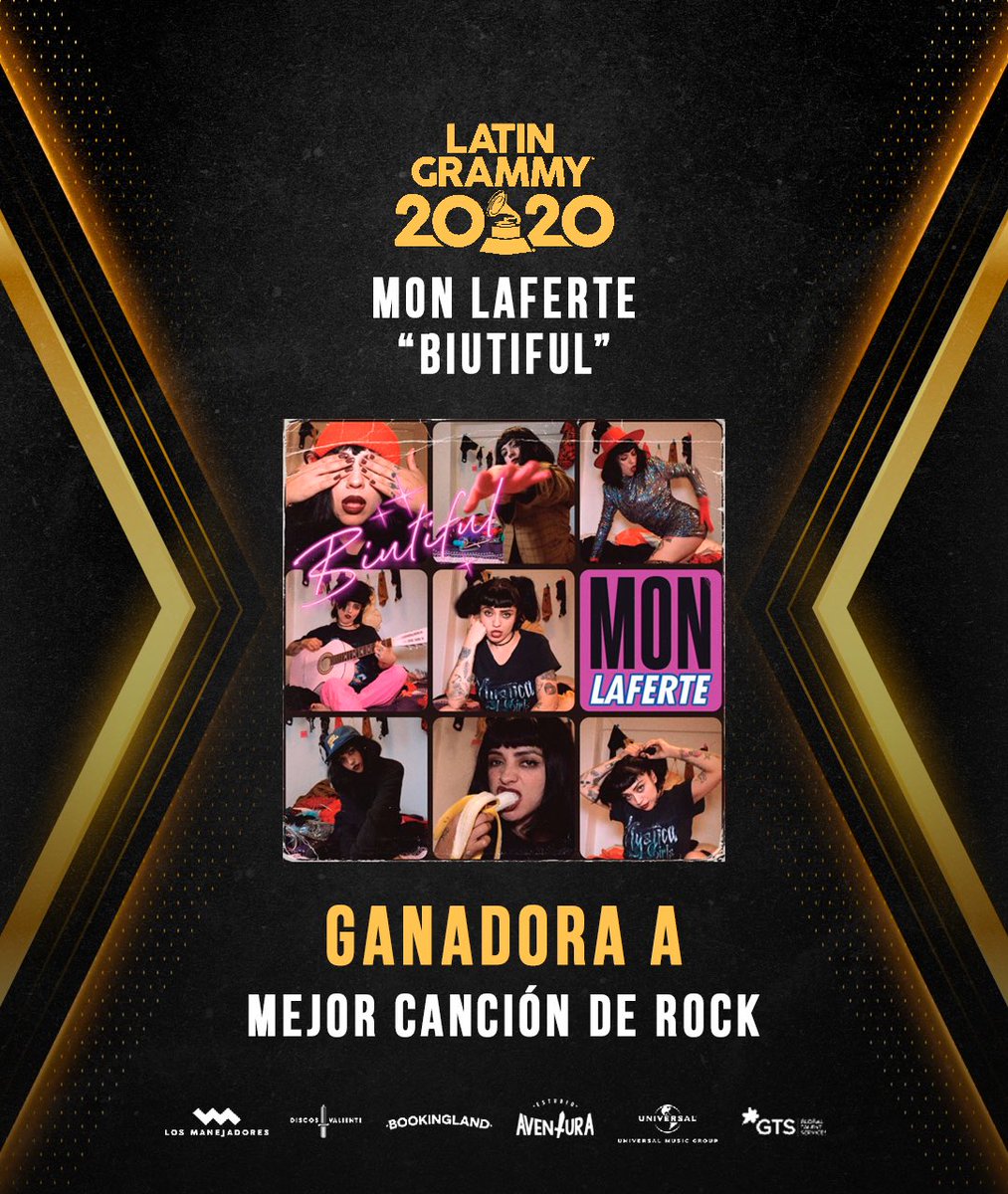 LOSDESIEMPREMX's tweet image. Nuestra @MonLaferte acaba de ganar la categoría "Mejor Canción de Rock" por #Biutiful en los #LatinGrammys2020 🤩✨ ¡Muchas felicidades!