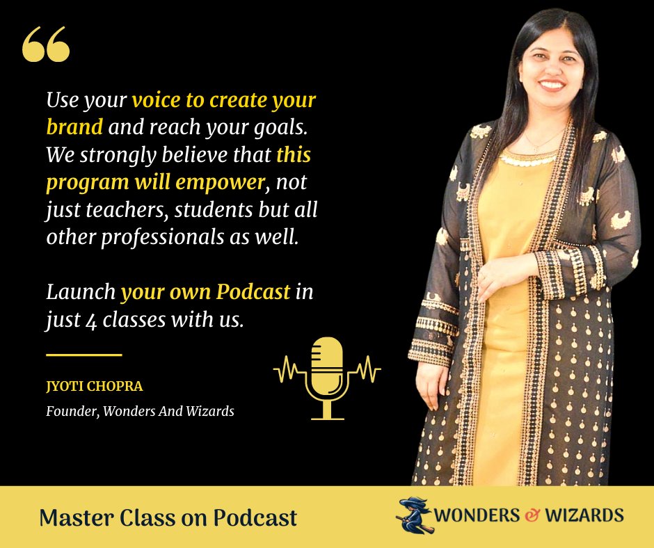 WondersWizards's tweet photo. REGISTER HERE - https://t.co/2W4K7CRbUF 

WAITLIST is ON for the Master Class on Podcast! 

After two successful batches, the registration for the next #Podcast Class in December is now ON. Get your seat reserved before it gets full. 

Begin your new journey with us
@jyotichopra_ https://t.co/XEapWMx1s1