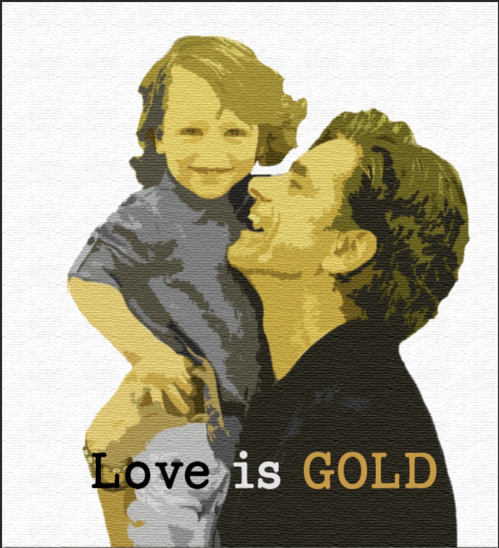 Caroline_Jean's tweet photo. Love is Gold!! @JohnStamos #johnstamos #FatherAndSon #artworkforcelebrities https://t.co/2ad9ep4BdQ
