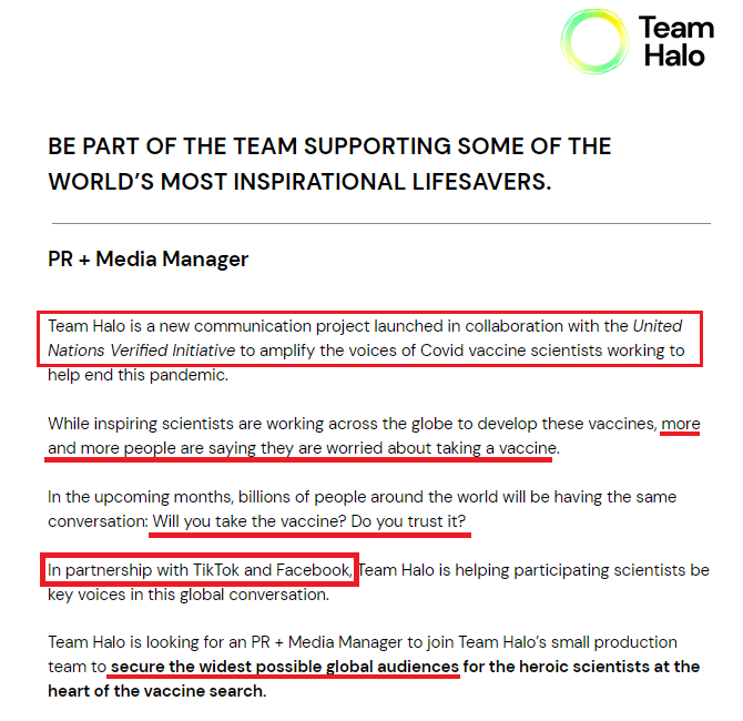 "During the  #COVID19 pandemic who doyou get reliable health advice from?" - " #Scientists & health professionals are the most trusted sources of adviceduring the pandemic." [p. 9]For this reason - we have the launch of "Team Halo" - in partnership with  #TikTok &  #Facebook.