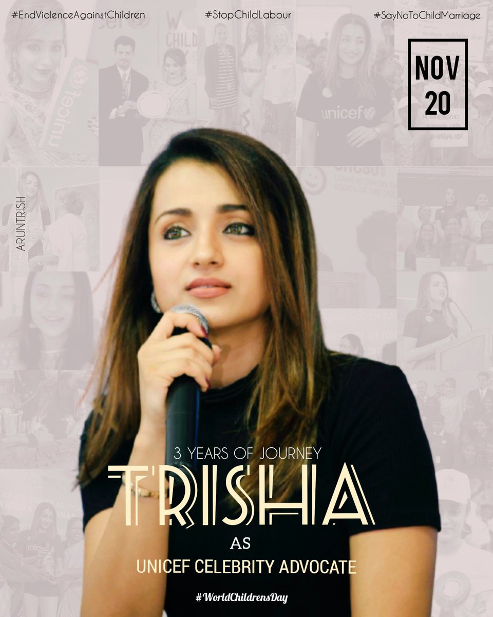 #SouthQueen @trishtrashers has Completed 3 Years Of Journey as #UNICEF CELEBRITY ADVOCATE ❤She participated in Many Awareness Campaigns along with UNICEF
#EndViolenceAgainstChildren
#StopChildLabour #SayNotoChildMarriage ❤ #WorldChildrensDay Here's My Special Design 👇