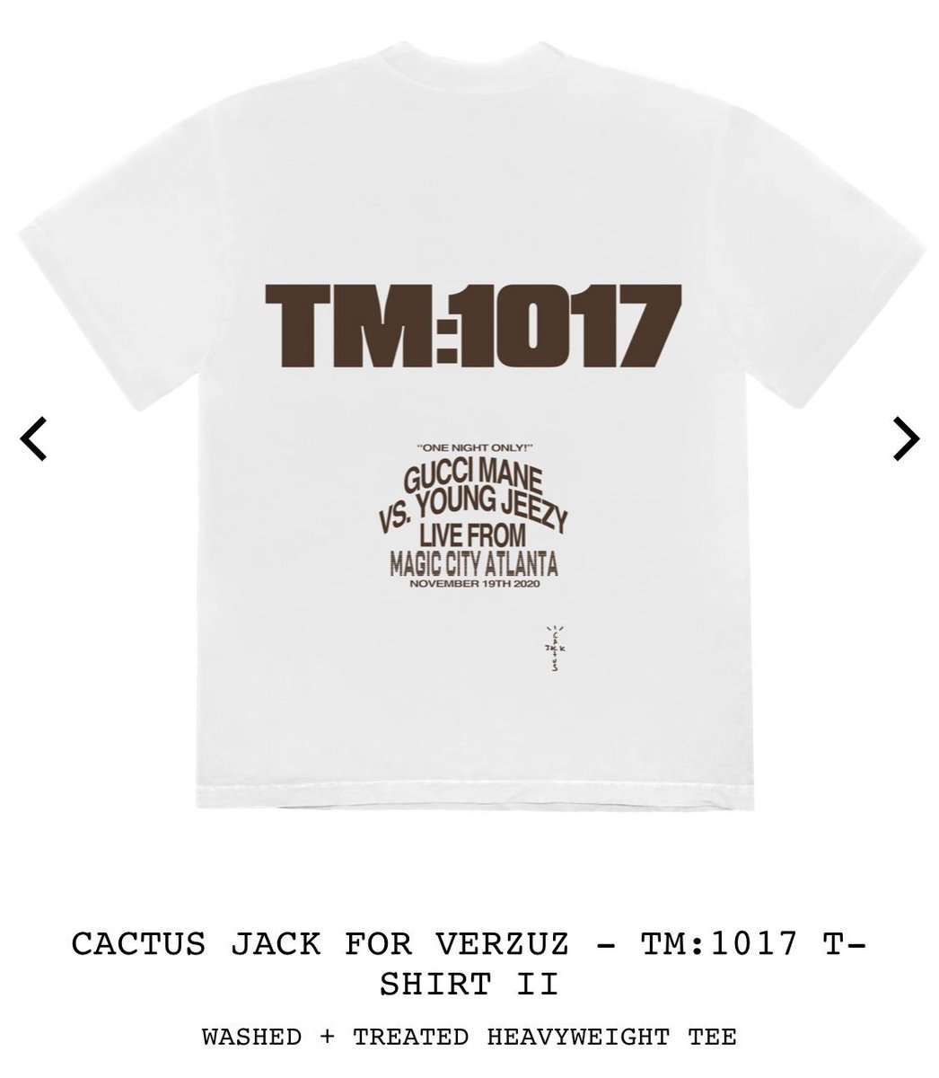 WordsByKyle's tweet image. Travis Scott just dropped merch for the Gucci Mane x Jeezy #VERZUZ which has nothing to do with him 😭