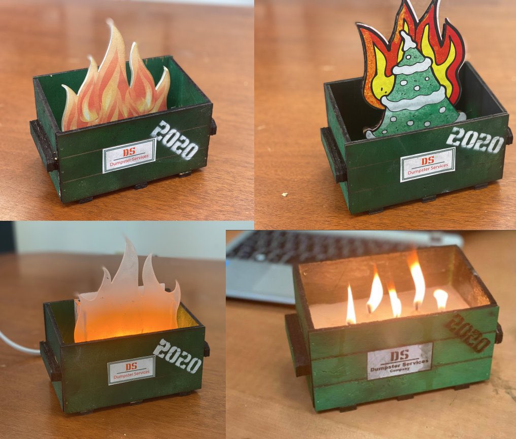 We are selling handmade 2020 Dumpster Fires to help hire local people out of work because of covid. Please share or get one! We truly appreciate the support! #DumpsterFire #2020

etsy.me/3lOcOZ7
