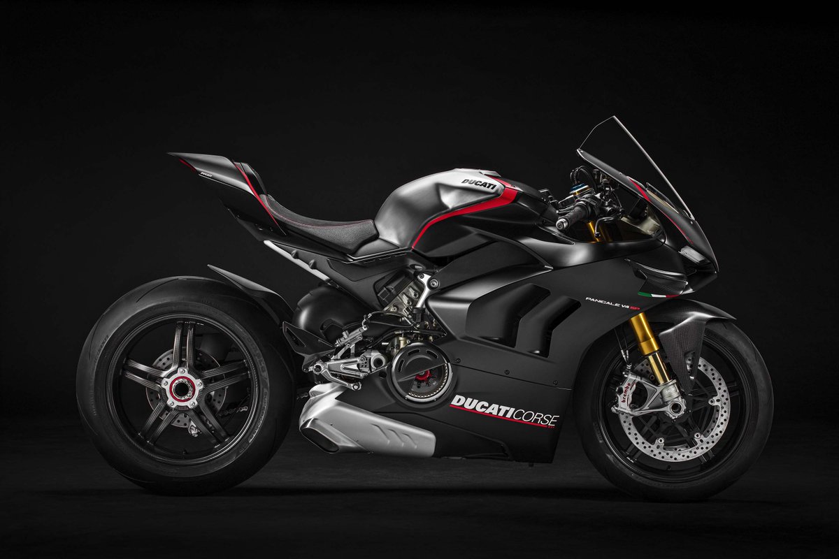 Asphalt_Rubber's tweet photo. It might come in a sinisterly dark livery, but we suspect that the #Ducati Panigale V4 SP will be the dream superbike for many. Start saving though, it will cost you $37,000 MSRP in the USA. https://t.co/xNsmJ3kji7 https://t.co/bX9q03wHr5