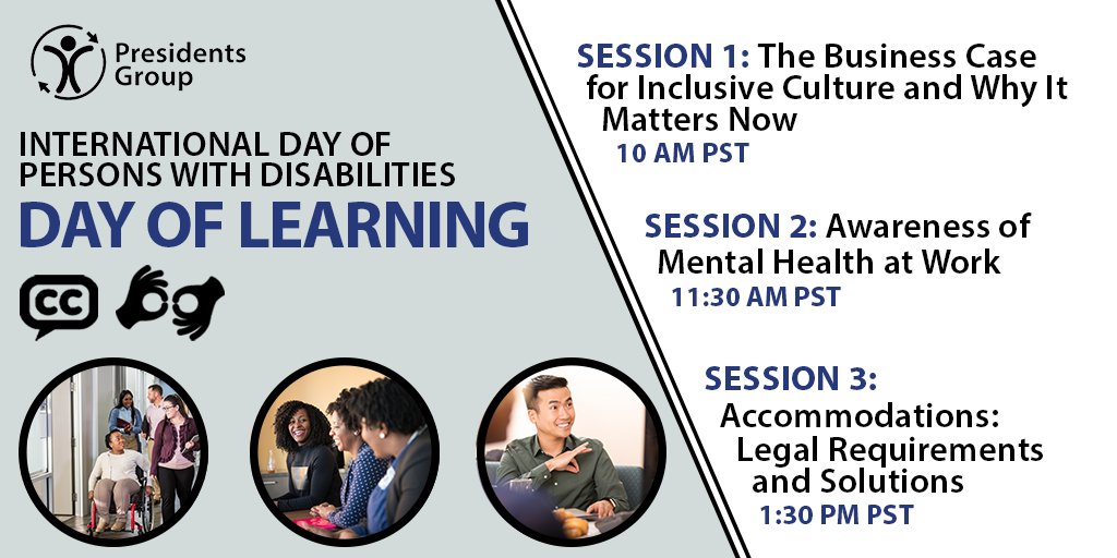 For International Day for Persons with Disabilities, <a href="/AccessEmployers/">Accessible Employers</a> invites you to dedicate time to learning how to be more accessible employers. The Day includes 3 webinars—on the business case for inclusion, employee mental health, and accommodations. 
ow.ly/lcEg50CpCU6