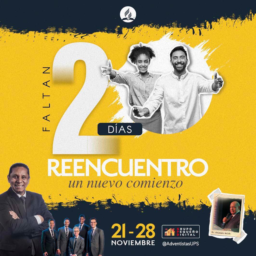 El año 2020 se acaba, no desistas al #Reencuentro con tu Padre, esta es tu gran oportunidad, del 21-28 de noviembre #concilioups #Conectados Te esperamos!! <a href="/mperezschulz/">Pr. Magdiel Perez S.</a> <a href="/edwardheidinger/">Pr. Edward Heidinger</a> <a href="/EnzoChavez/">Enzo Chávez</a> @Pr_TonnyQuispe