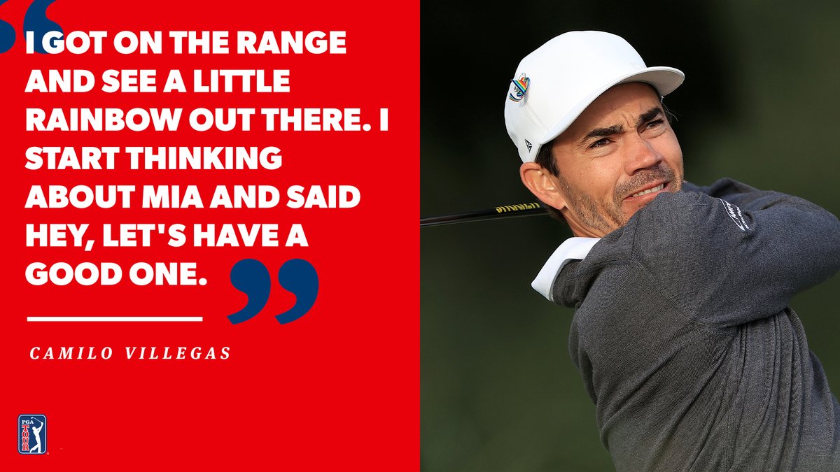 PGATOUR's tweet photo. Camilo Villegas' late daughter, Mia, loved rainbows. 🌈

He shot 64 today and shares the lead @TheRSMClassic. https://t.co/wL84nmyrWr
