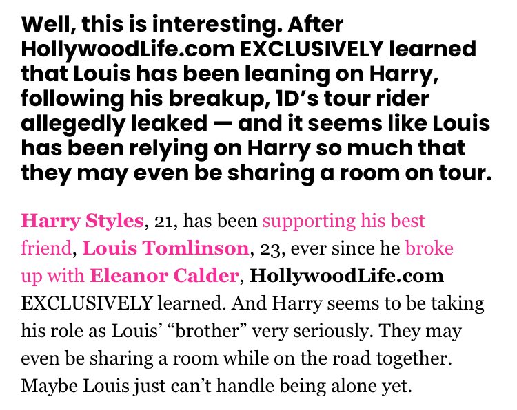 if larries ruined l&h’s relationship, what explanation is there for them sharing hotel rooms and dressing rooms? surely h wouldn’t have been comforting his mortal enemy that he hates after a breakup, right??