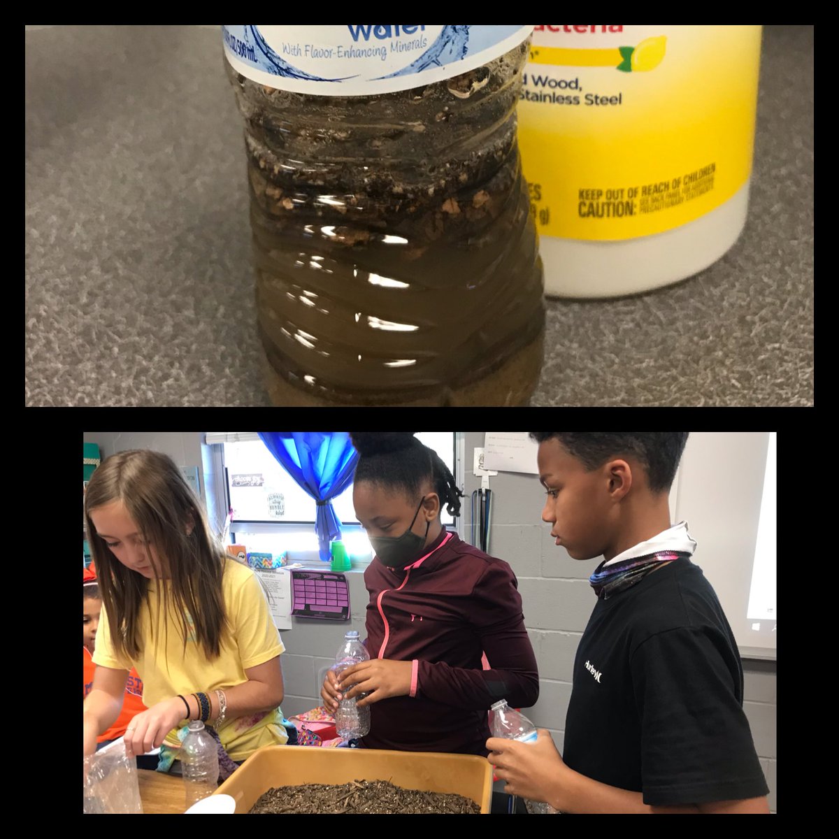 RuskInter's tweet photo. Fifth grade science classes made sediment bottles 🧫 💦 https://t.co/CgzKeuow76