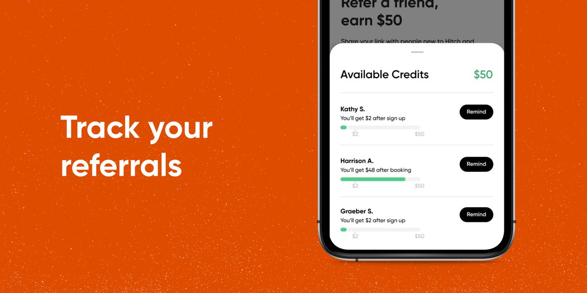 HitchTravel's tweet photo. Invite your friends to join Hitch. When they do, they'll get $50 in free travel credit. You'll earn $2 when they sign-up and $48 when they take their first trip. Update your app and refer away. 👍 https://t.co/9t0YzLPCyU