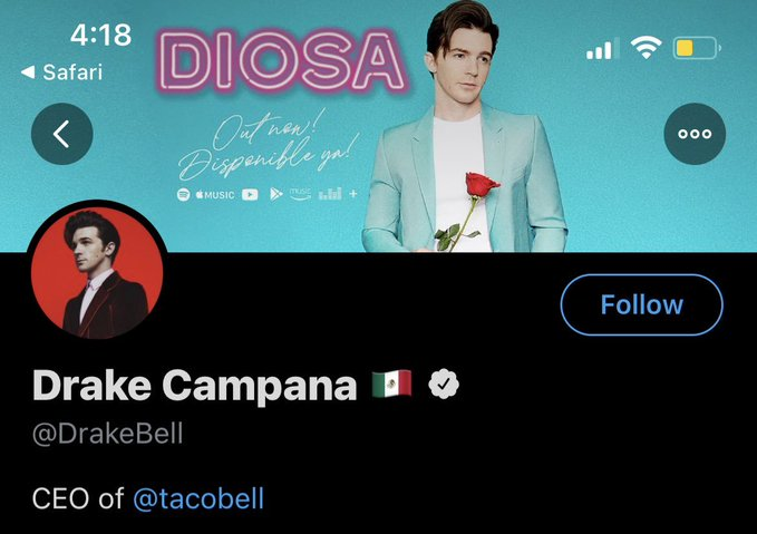 undeadscribe's tweet photo. Drake Bell moved to Mexico and is a Spanish singer now? https://t.co/ml1XvNftjJ