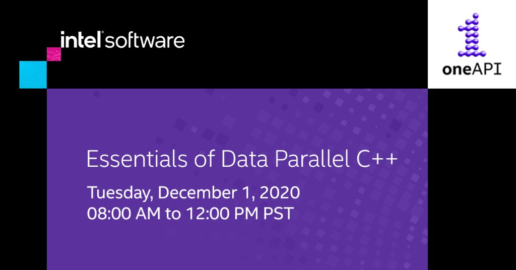 The first free workshop in our #oneAPI series teaches the essentials of Data Parallel C++. Sign up now to learn about it and familiar yourself with Jupyter notebooks on Intel DevCloud. intel.ly/3kTr41y
