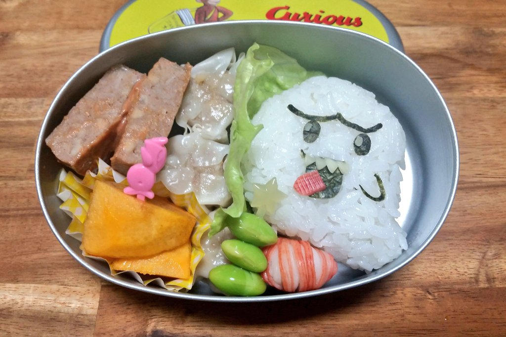 くみまむ坊主 Good Morning 今日は テレサ弁当 マリオのキャラ 隙間が飽きすぎたから デザートに柿を入れた やっぱりフルーツ入れると一気に彩りが良くなる 幼稚園弁当 お弁当 お弁当記録 お弁当部 5歳 テレサ弁当