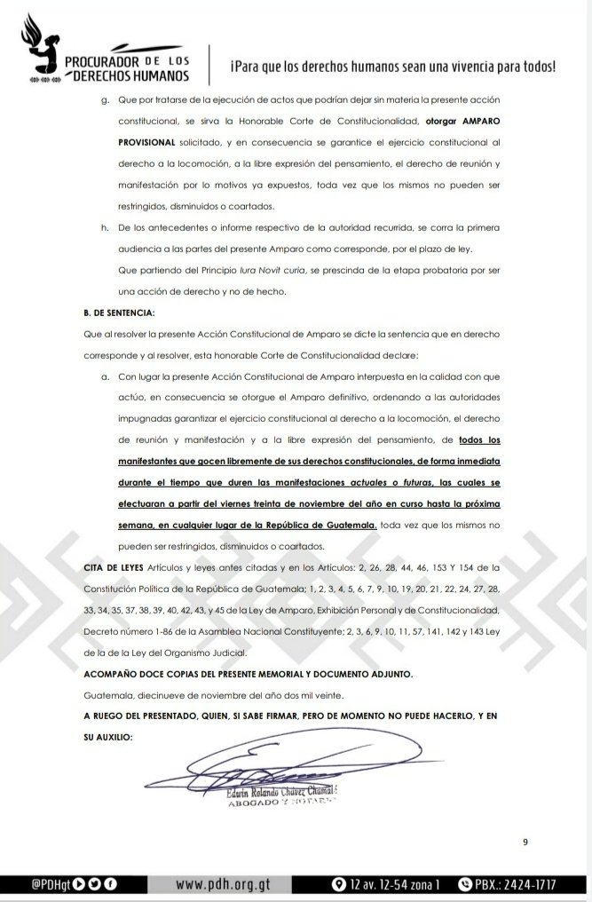EmisorasUnidas's tweet photo. #EUNacionales El @PDHgt, @JordanRodas, presenta amparo ante la @CC_Guatemala para garantizar el derecho de reunión y manifestación, locomoción y libre expresión del pensamiento de las personas que participen en manifestaciones que se pudieran realizar. https://t.co/vcZ2qb5L6P