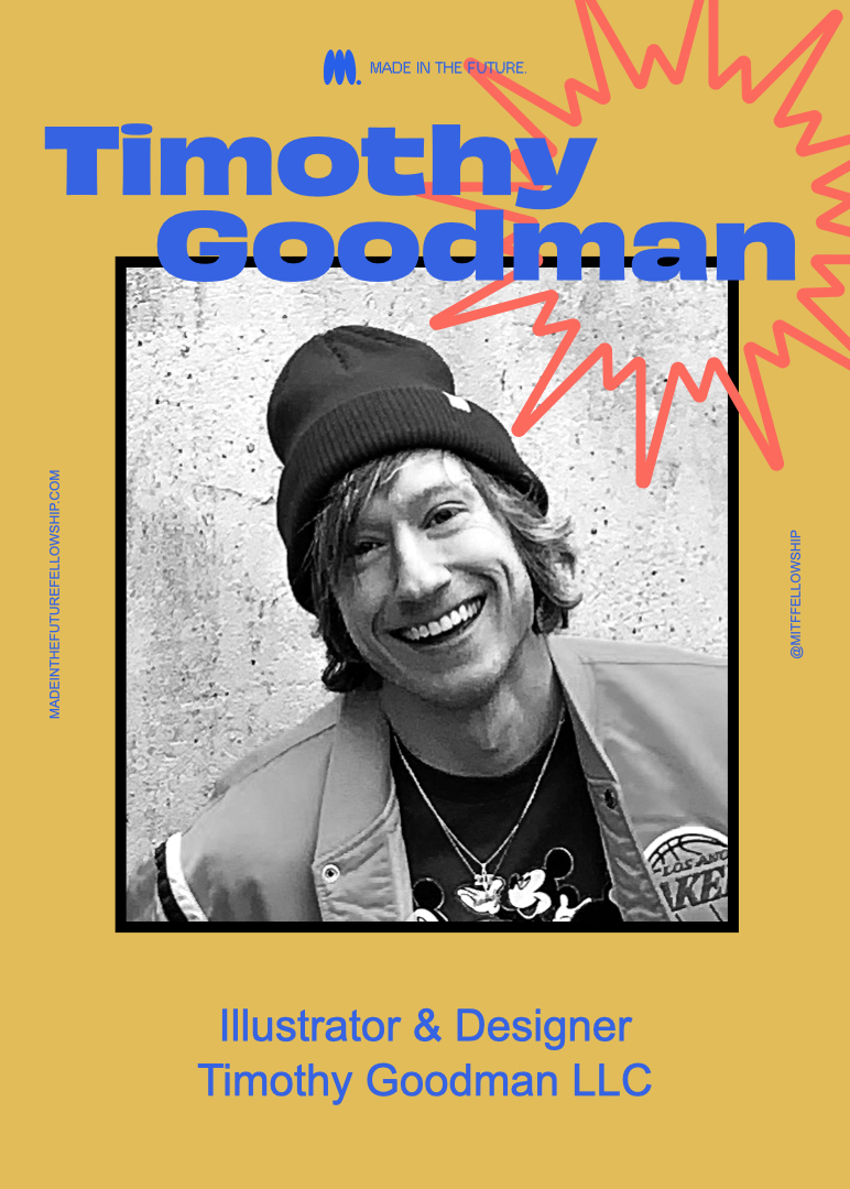 MITFfellowship's tweet photo. [Mentor Spotlight] Meet Illustrator and Designer @timothyogoodman

His art and words have populated walls, buildings, packaging, cars, people, shoes, clothing, book jackets, magazine covers and galleries all over the world. #MITFMentor #MadeInTheFuture https://t.co/UjkQsu9WNV
