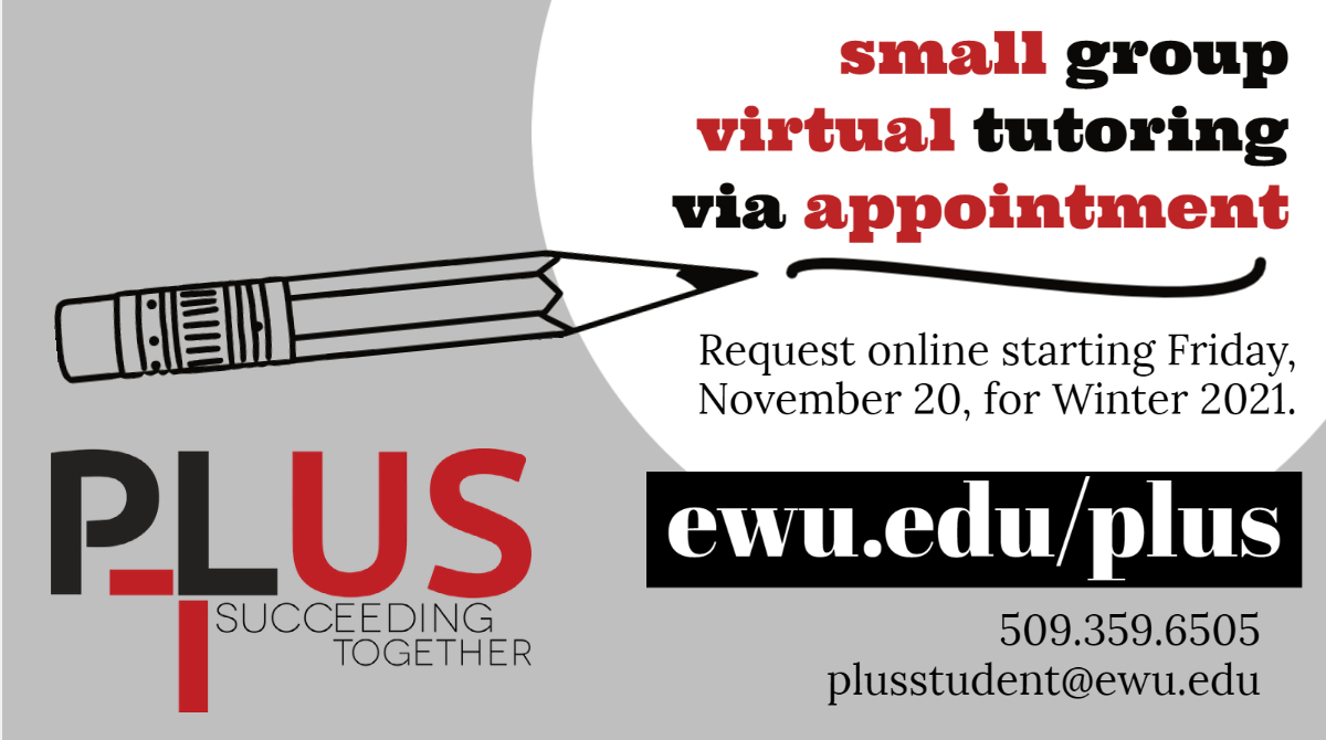 ewu_PLUS's tweet photo. Hey, Eagles! PLUS tutoring sign-ups start tomorrow!! Go to https://t.co/MBwJvHlzBP  Hurry! Slots fill up quickly! #getyourPLUSon  #ewuplus https://t.co/tBjQ9WZoY0