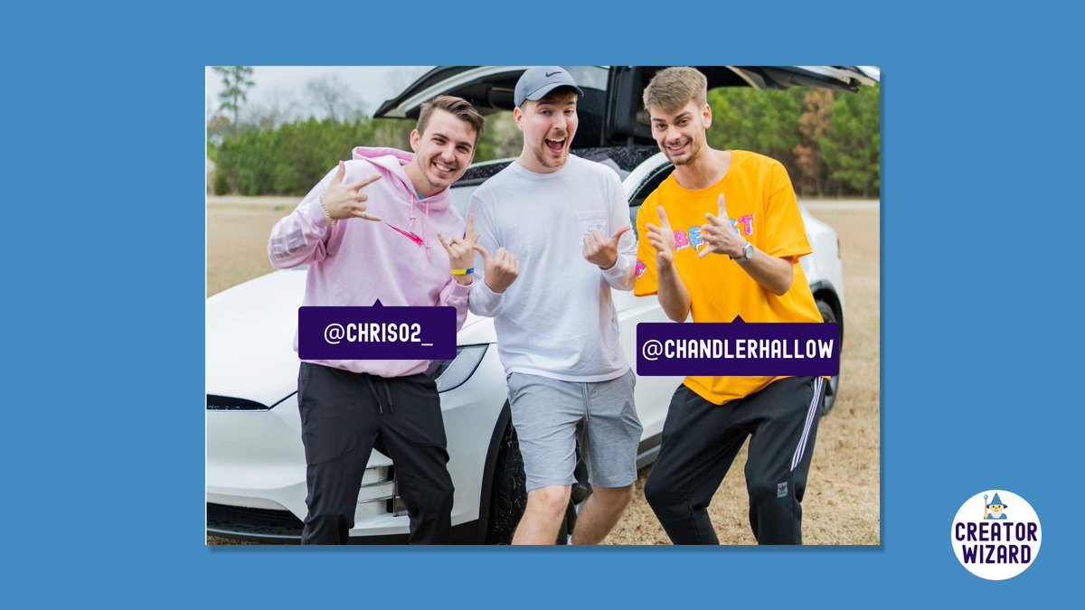 Another key ingredient to MrBeast's rising success is his steady cast of characters - like  @chrisTyson,  @ChandlerHallow,  @theoffgarrett,  @KarlJacobs_ - who have become giant creators in their own right.