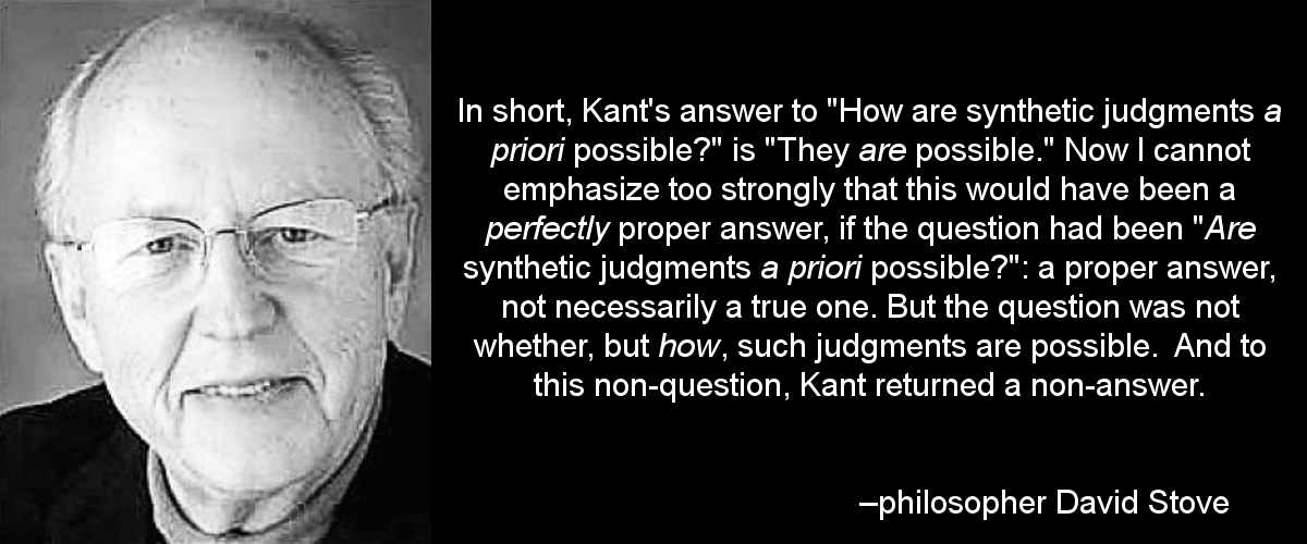 We have to be careful of spurious “how” questions, e.g. of the sort Kant made famous.