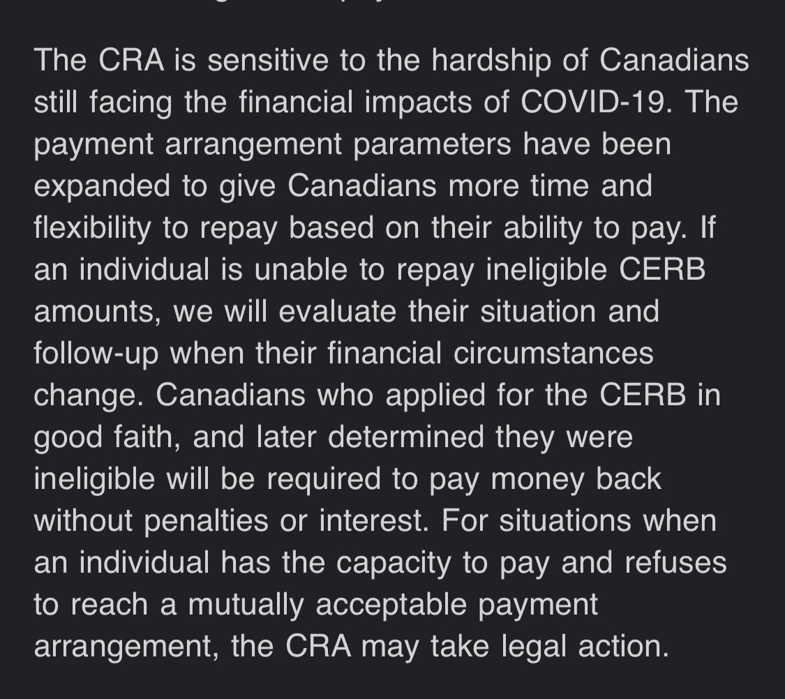 To clarify, I didn’t ask if the 800,000 people “ineligible” was correct. I asked for source data used for the tax bracket calculations.  They added CERB claims will be verified, and if you didn’t qualify, they’ll make a repayment schedule with your income in mind.