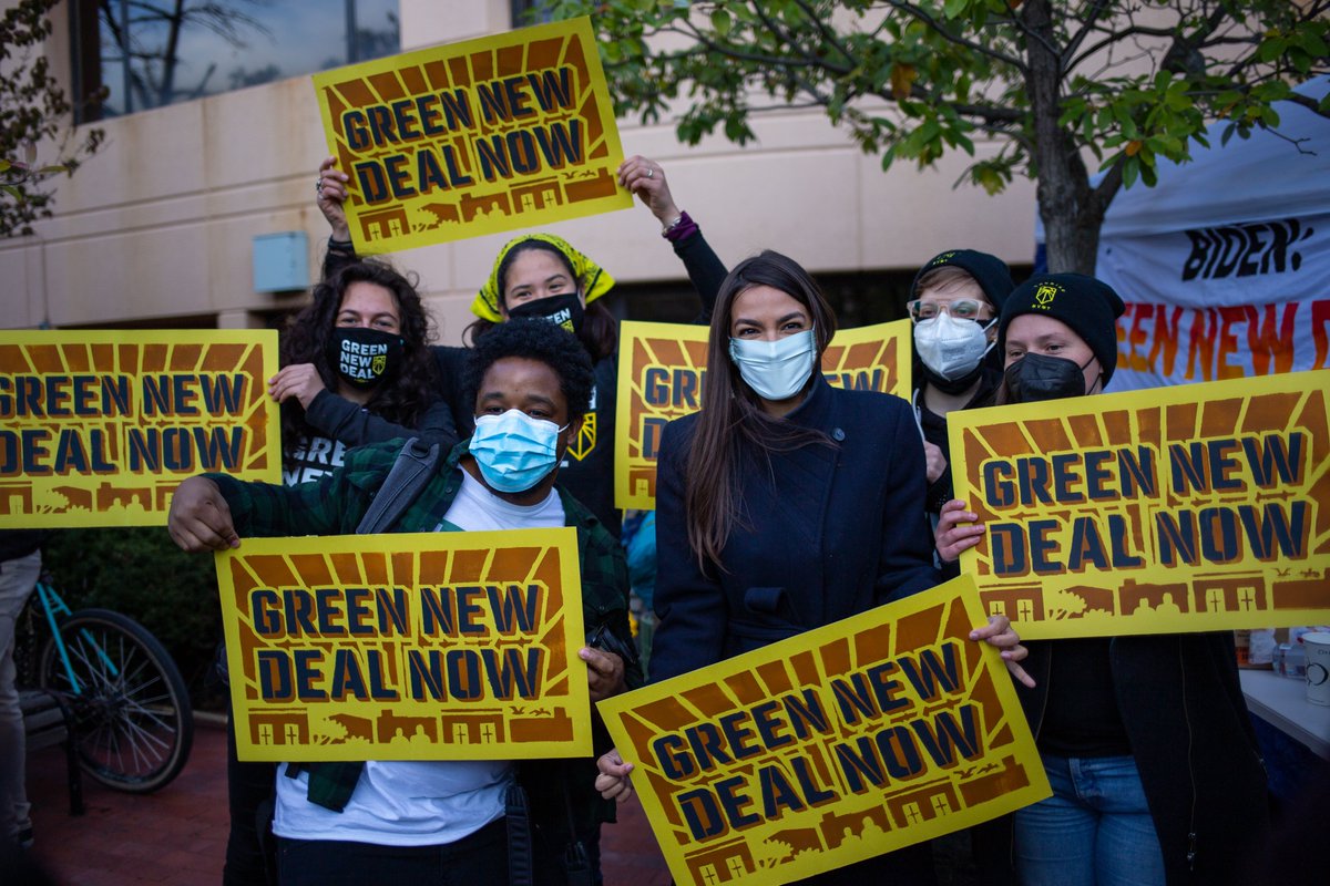 Today we rallied outside the  @DNC HQ with our many movement partners and Congressional allies to continue to pressure President-Elect Biden to exclude those with ties to the fossil fuel lobby from his cabinet, and to demand a Green New Deal.