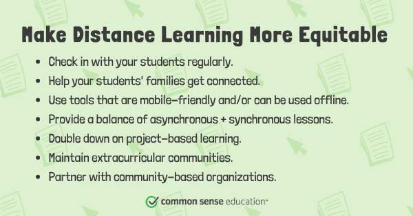 CommonSenseEd's tweet photo. Seven ways to support students and their families when planning for distance learning. #distancelearning #ConnectAllStudents https://t.co/2LxQHOD4Wb https://t.co/FhCtQyWHYC