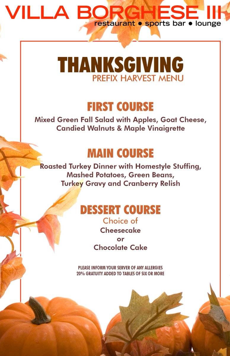 Happy Thanksgiving! Reminder: We are open and serving our whole menu + a special 3-course prix fixe Thanksgiving Feast! Call for reservations 201.420.4823 ow.ly/mDXU50xn9q4