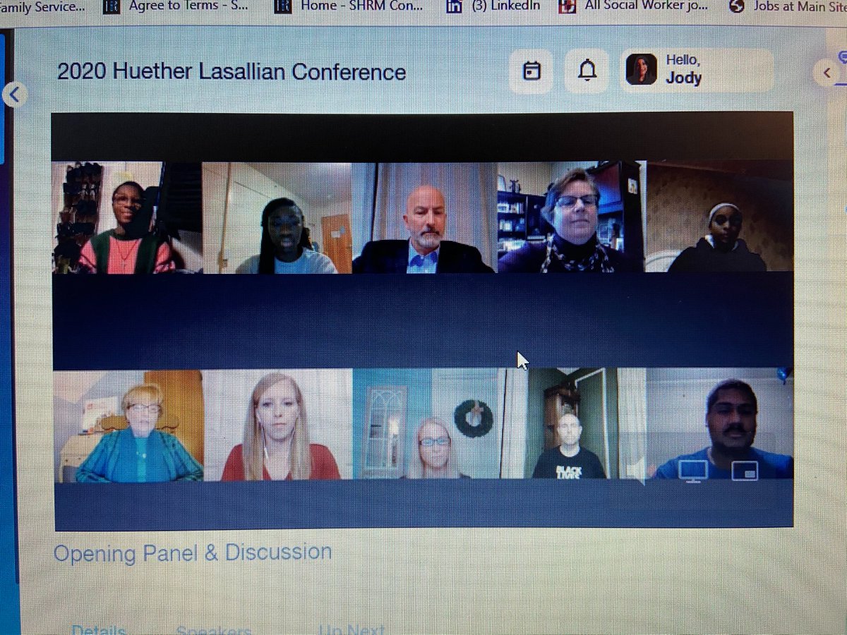 tidesfamilysvs's tweet photo. The #Huether2020 opening panel, moderated by
@MaryannDL with @fscDENA, is addressing the #Lasallian experiences with COVID-19 and racial unrest. Speakers represent #LasallianTwinning, @tidesfamilysvs,
@CBHSMemphis, @loughlinlions and @stmarysca.
. https://t.co/HUW5RqbX1l