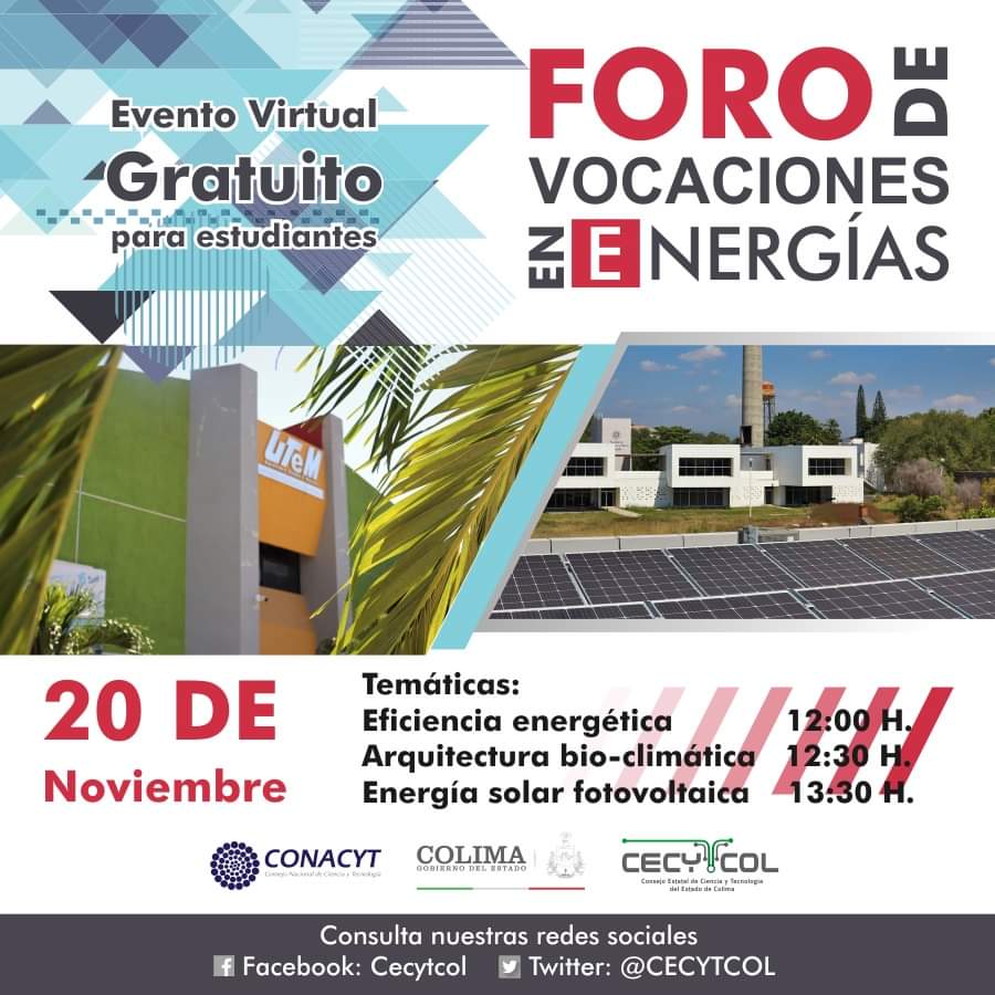 CECyTCOL (@cecytcol) on Twitter photo Mañana es último día del Foro de Vocaciones en Energía;en donde hablaremos sobre ciudades sostenibles y los sectores productivos. No te lo pierdas!
Entra aquí:
cutt.ly/vhwZeaH
<a href="/gobiernocolima/">Gobierno Colima</a> <a href="/CECYTCOL/">CECyTCOL</a> <a href="/IMADESCOL/">IMADES Colima</a> <a href="/itcolima/">itcolima</a> <a href="/udec_oficial/">Universidad de Colima</a> <a href="/GloriaMarmolejo/">Gloria Marmolejo</a> <a href="/UTeM_Manzanillo/">Universidad Tecnológica de Manzanillo</a> Mañana es último día del Foro de Vocaciones en Energía;en donde hablaremos sobre ciudades sostenibles y los sectores productivos. No te lo pierdas!
Entra aquí:
cutt.ly/vhwZeaH
<a href="/gobiernocolima/">Gobierno Colima</a> <a href="/CECYTCOL/">CECyTCOL</a> <a href="/IMADESCOL/">IMADES Colima</a> <a href="/itcolima/">itcolima</a> <a href="/udec_oficial/">Universidad de Colima</a> <a href="/GloriaMarmolejo/">Gloria Marmolejo</a> <a href="/UTeM_Manzanillo/">Universidad Tecnológica de Manzanillo</a>