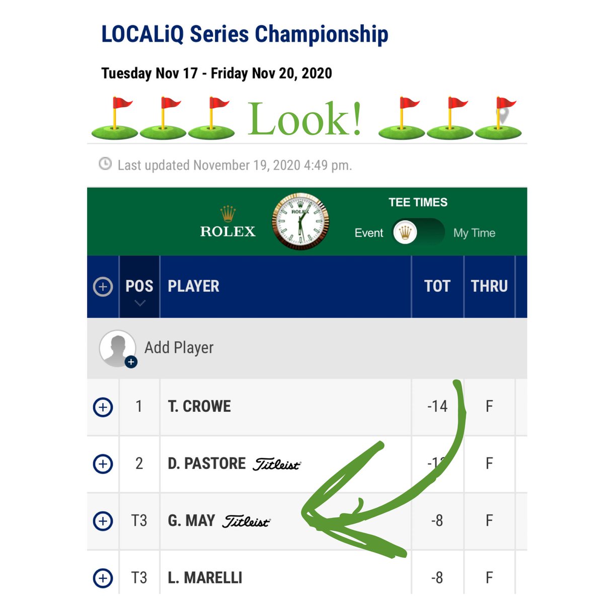 TexarkanaCC's tweet photo. You’re doing great @garrettmaygolf !!  We are so proud! https://t.co/s9GhGdzbsR