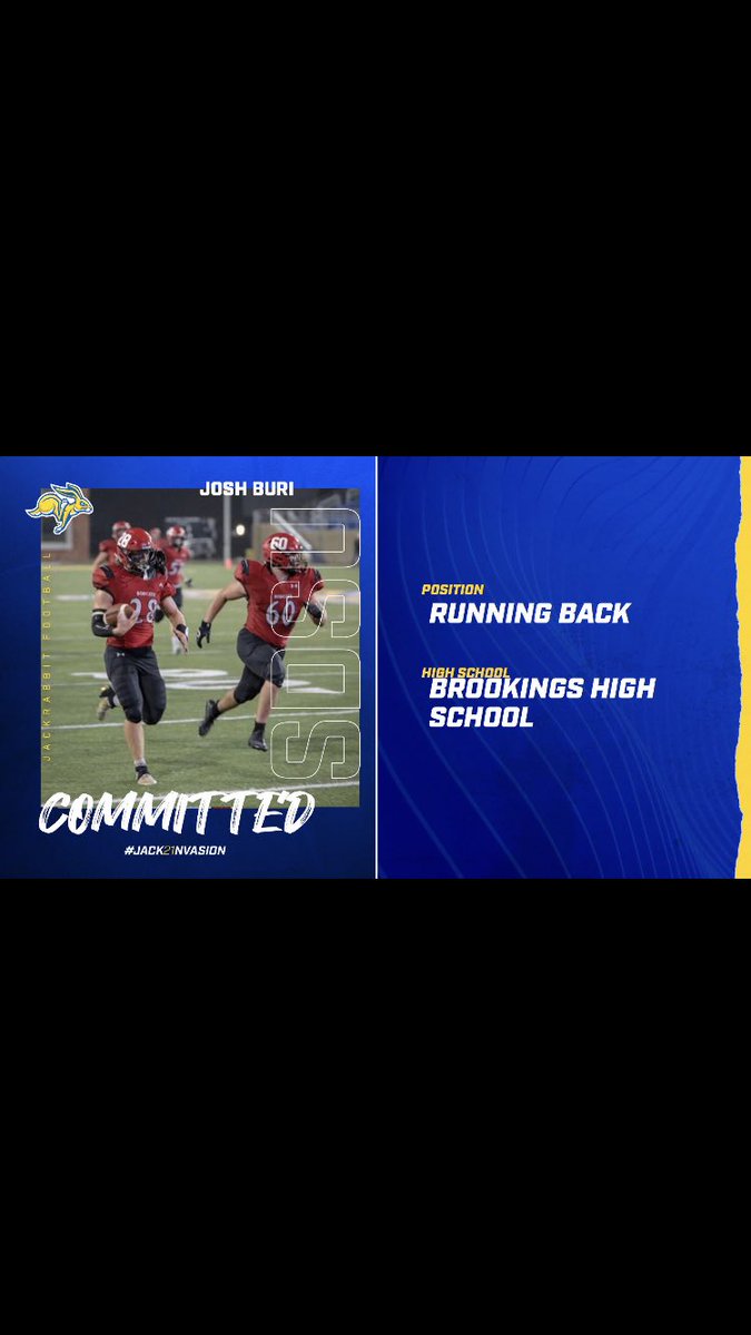 Josh_Buri25's tweet image. I am blessed to announce my commitment to South Dakota State University🟡🔵🐰#JACK21INVASION @CoachJJ_SDSU @HolyNutmeg
