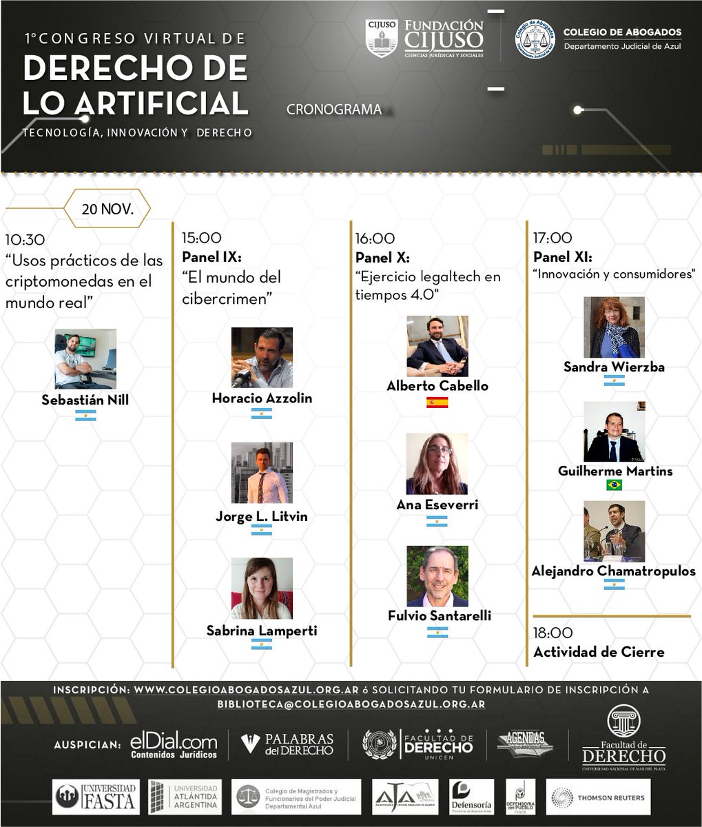 colabogadosazul's tweet photo. 🗞#AgendaCAA | 📲💻 #Hoy finaliza el I Congreso Virtual de Derecho de lo Artificial "Tecnología, innovación y derecho".
⚖🎙36 disertantes de 5 países 🇪🇸🇧🇷🇨🇱🇧🇴🇦🇷
ℹMás información ➡ https://t.co/YpMONWxrxN
#CAA2020 #SiempreJuntoAvos #Conectados https://t.co/XOccJU2MJ9