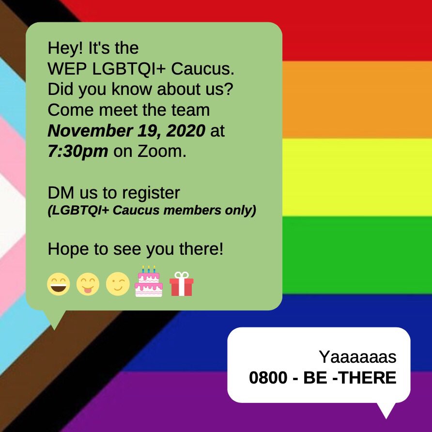WEPLGBTQI's tweet photo. Absolutely inspired by our first caucus meeting tonight. Turns out that creating a 100% inclusive space is top priority for our members. And we agree! Volunteers meeting next week DM  us if you’d like to get involved. #lgbtqi #weplgbtqi 🏳️‍🌈 https://t.co/EqZTLfGyAw