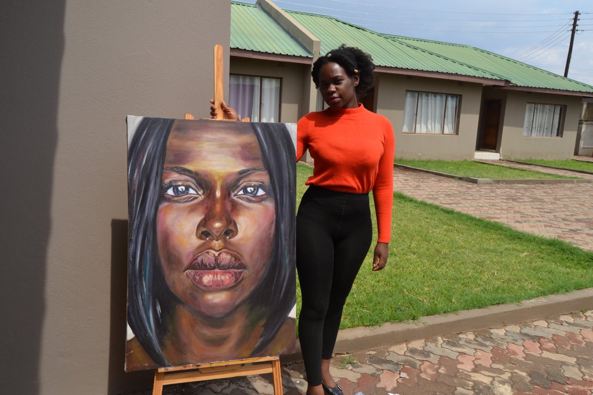 DebbieMwema's tweet photo. Oil painting on stretched linen (100cm by 75cm)
This took a couple of https://t.co/WiK7P8hFN0 aim was to enjoy the process of #creating and not over think while I paint. #Melanin #brownskingirl 
#oilpainting 
Model: @itsanyiech 
Photographr: @katewhytephoto https://t.co/VhkZnnLyN5