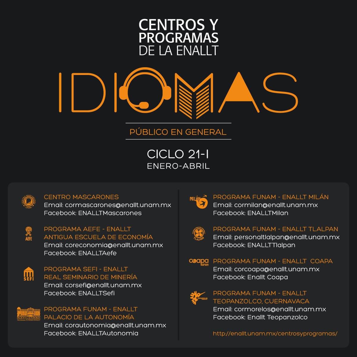 sefiorgmx's tweet photo. Inscripciones abiertas‼️Ciclo 21-I
Informes en: corsefi@enallt.unam.mx
👇🏼Aquí los CENTROS Y PROGRAMAS DE LA ENALLT
#CentrosyProgramas #Idiomas #SEFI #LávateLasManos #UsaCubrebocas @FIUNAM_MX https://t.co/M0DCjuLthD