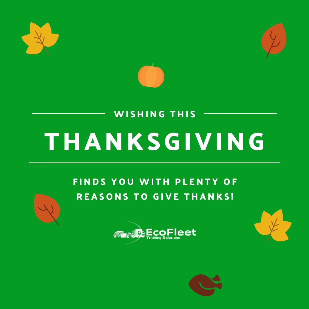 EcoFleetDriver's tweet photo. From our families to yours, #HappyThanksgiving. If you are traveling this holiday, remember these tips to stay safe while driving:
- Buckle up!
- Do not drink and drive.
- Be prepared for winter weather conditions.
- Take turns with another driver or pull over to rest.
#DriveSafe https://t.co/cI626D1Afh