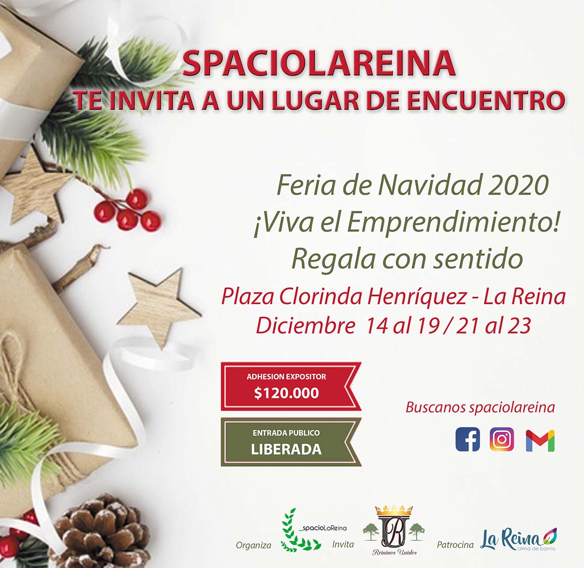 BrickChile's tweet photo. Recomendamos esta #feriadenavidad

+Info:
https://t.co/IaDoNFYZF6
spaciolareina@gmail.com

#LaReina / #Ñuñoa / #Macul / #Providencia / #Santiago / #LasCondes / #Peñalolen / #LaFlorida

#navidad2020 #navidadpyme
#navidad #familias
#DiaDelHombre

#FelizJueves  #FelizViernes https://t.co/4wjQ5iXDVI