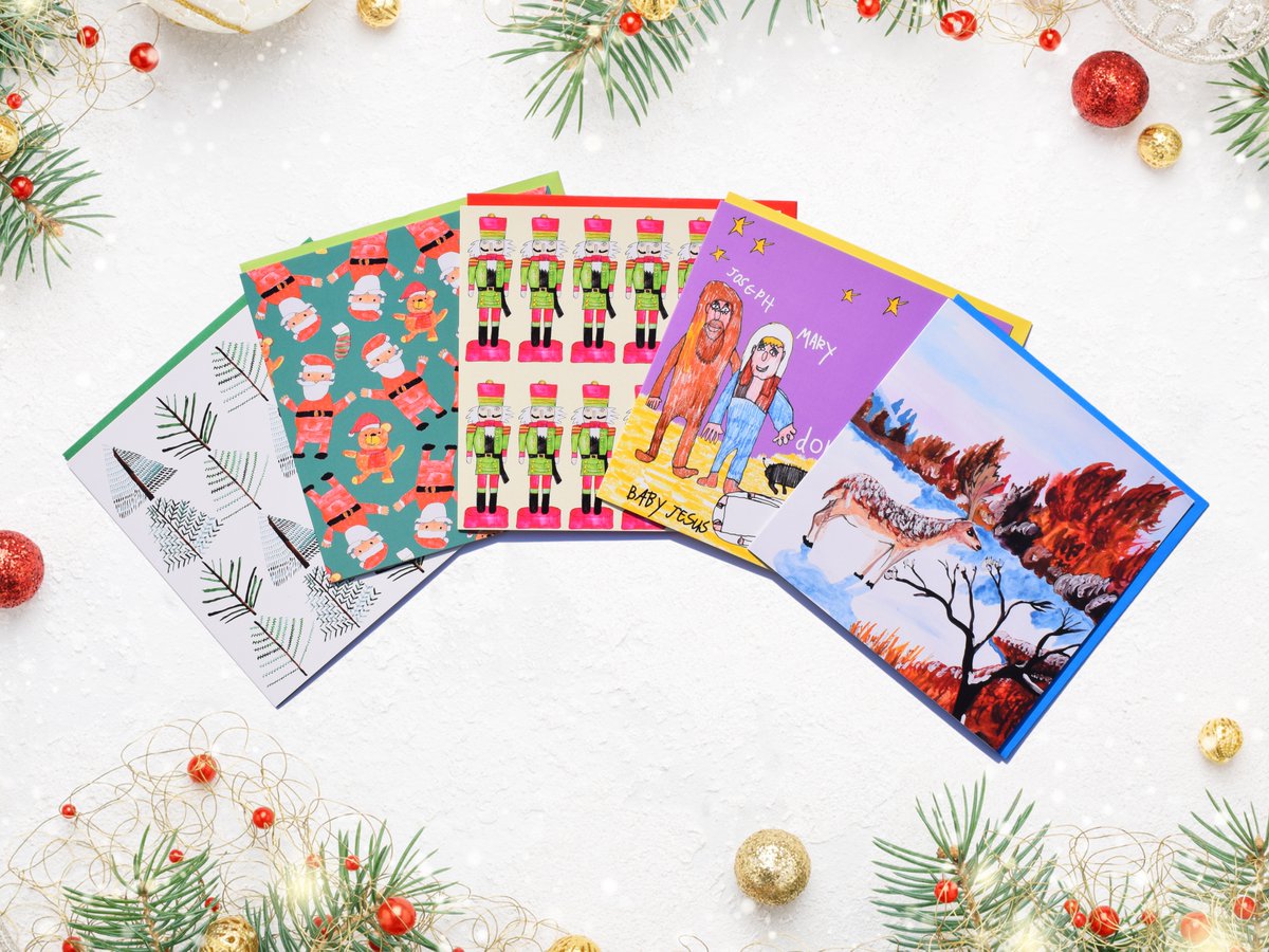 Could be writing your Christmas cards but forgot to get them before Lockdown? Never fear our pack of 5 #ChristmasCards are designed by the people we support, come in bio-degradable packaging &amp; are printed in the UK. Now with free local delivery too. Visit: grangecentre.org.uk/online-shop