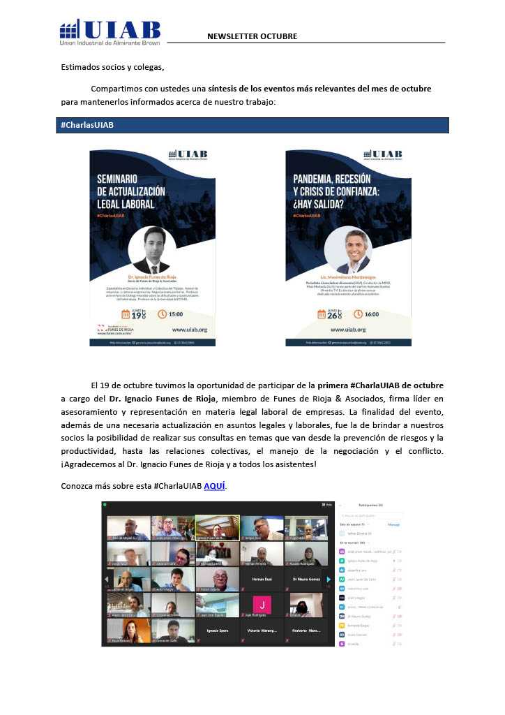 uiab_brown's tweet photo. Una gran satisfacción compartir nuestro primer Newsletter, un vínculo con las empresas y la comunidad toda, resumiendo las actividades que hacen la vida de nuestras industrias. Los invitamos a sumarse participando de las distintas iniciativas de UIAB.  #SiSomosMasPodemosMas https://t.co/3Th9FuuEA3