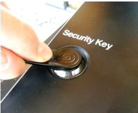 When an Administrator or Superuser (a Dominion Tech) wishes to reprogram the device or open/close the polls, they will use a commercial "iButton" which is a wireless RFID type key and an 8 digit pin code, which can be insecure values like 12345678. iButton's use SHA-1 or nothing.