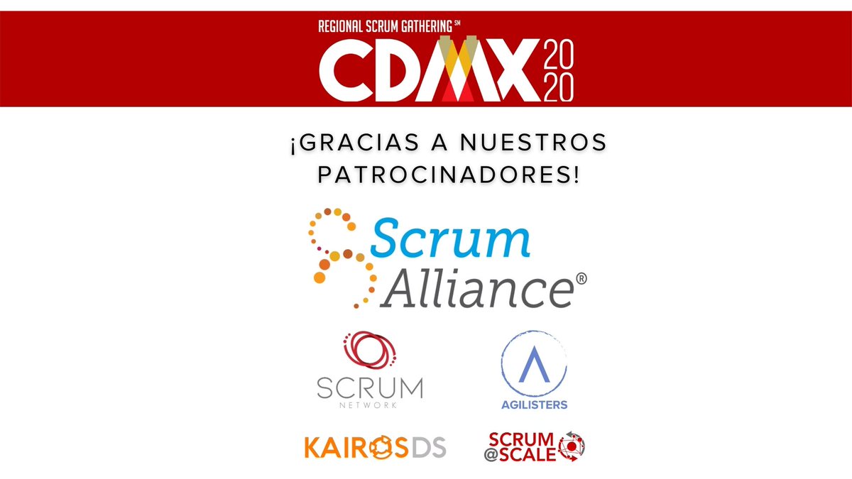 ScrumDayMx's tweet photo. Gracias a todo nuestros patrocinadores por hacer posible este evento. Aun estas a tiempo de registrarte en: https://t.co/jQEWRafhLX #RSGMX20 #ScrumDayMx #Scrum @ScrumAlliance @agilisters @kairos_ds @scrumatscale https://t.co/qHDKyGxIdY