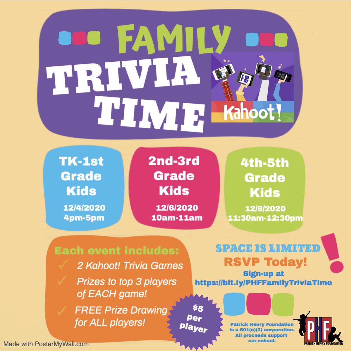 PHFoundationLB's tweet photo. Patriotas, let’s have some fun and test your knowledge! Join us for this FUNdraiser to support our school and Patrick Henry Foundation. 

Space is limited, RSVP today! 

https://t.co/5T3eHQqrp2 https://t.co/GhHpXAbzxZ