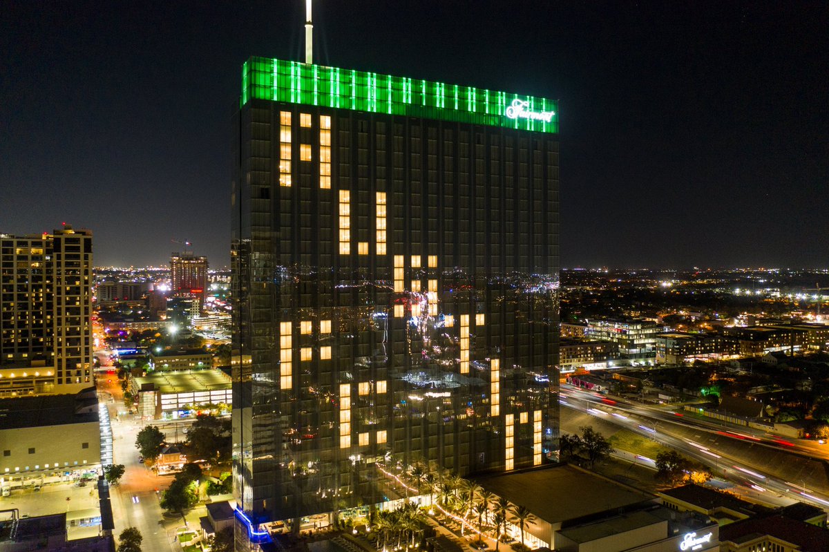 The @FairmontATX is #VERDE! Our new official hotel partner lights up the Austin skyline as we celebrate the launch of the new uniform for our city.