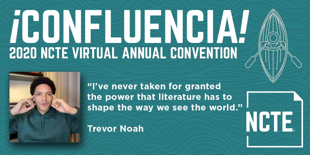 ncte's tweet photo. "I've never taken for granted the power that literature has to shape the way we see the world." @Trevornoah #NCTE20 https://t.co/jYXzgYGmb2