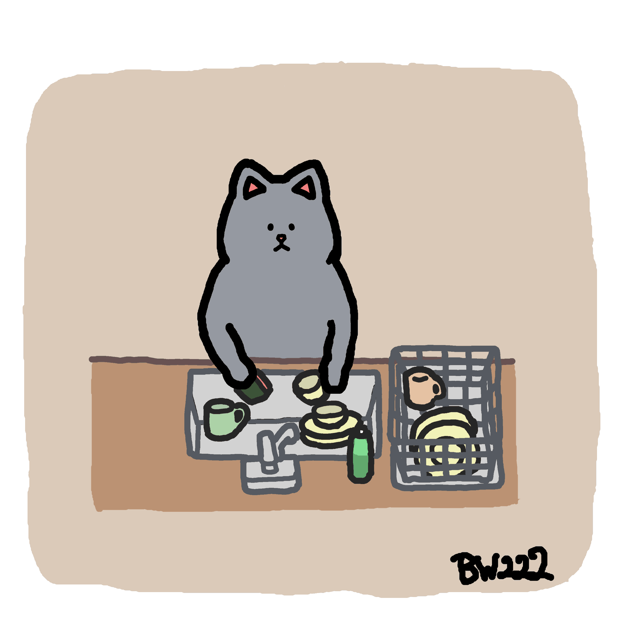 くろもり 洗い物をしているネコさんを描きました 冬場は迷わずお湯を出します イラスト ゆるいイラスト イラスト好きさんと繋がりたい 創作 冬の創作クラスタフォロー祭り 猫 イラスト練習中 家事 洗い物