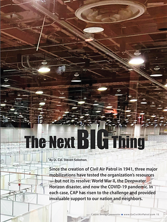 Delighted to have written the cover story for the current issue of Volunteer Magazine, a 7-page look at how the Civil Air Patrol's pandemic response has surpassed all the organization's other efforts over the last 80 years, including World War II and Deepwater Horizon missions.