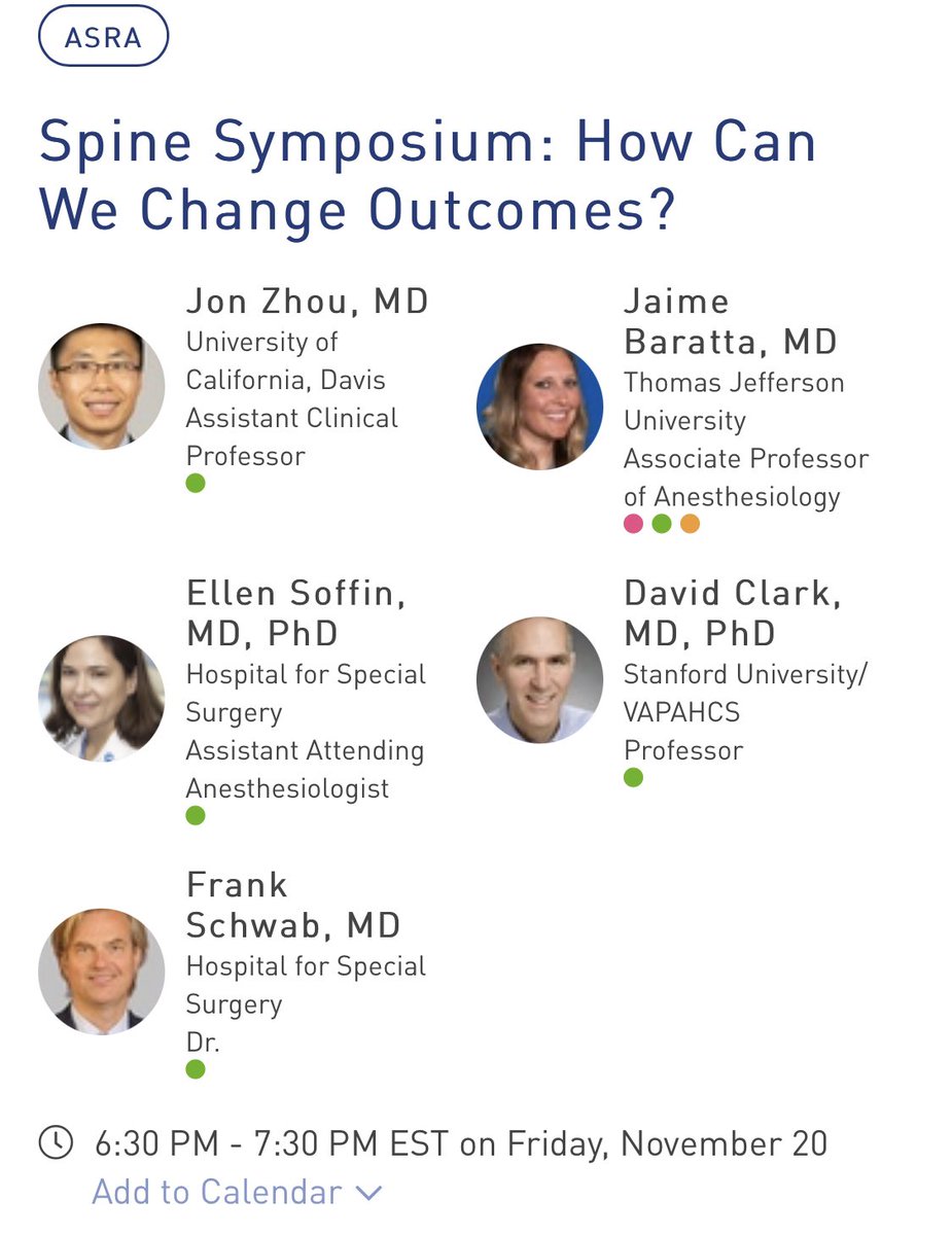 Jaime Baratta (@jattarab) on Twitter photo Join me, <a href="/ESoffin/">Ellen Soffin, MD, PhD</a> <a href="/acutepainJZ/">Jon Zhou MD</a> and the rest of the expert panel discussing #ERAS for spine surgery and how we as #anesthesiologists can improve #outcomes Friday at 1830! #ASRAWORLDWIDE2020 #ASRAFALL20 <a href="/ASRA_Society/">ASRA Pain Medicine</a> Join me, <a href="/ESoffin/">Ellen Soffin, MD, PhD</a> <a href="/acutepainJZ/">Jon Zhou MD</a> and the rest of the expert panel discussing #ERAS for spine surgery and how we as #anesthesiologists can improve #outcomes Friday at 1830! #ASRAWORLDWIDE2020 #ASRAFALL20 <a href="/ASRA_Society/">ASRA Pain Medicine</a>