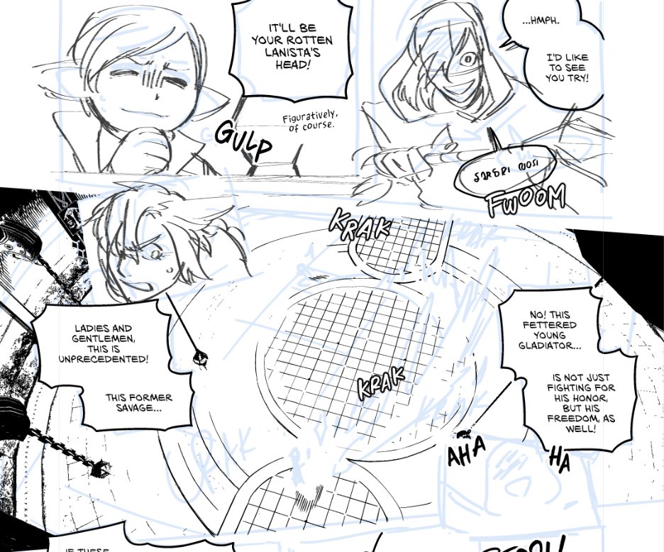 Our Unending Journey Ch.5 p23. Storyboard to sketch to lineart breakdown 