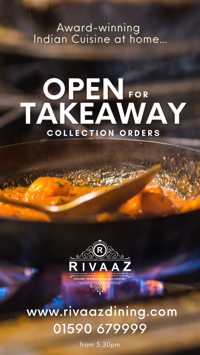 Preorder you Friday night Rivaaz now! Simply visit our website rivaazdining.com or call us on 01590 679999 after 5.30pm. Happy Friday all!❤️
•
#rivaaz #lymington #rivaazlymington #awardwinningindianfood #newforest #hampshire #fridaynight