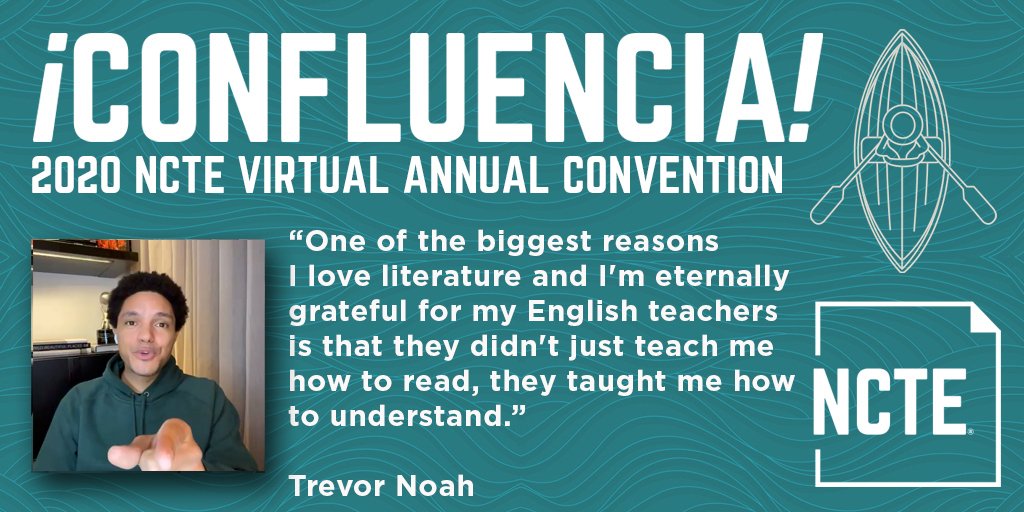 "One of the biggest reasons I love literature and I'm eternally grateful for my English teachers is that they didn't just teach me how to read, they taught me how to understand." <a href="/Trevornoah/">Trevor Noah</a> #NCTE20